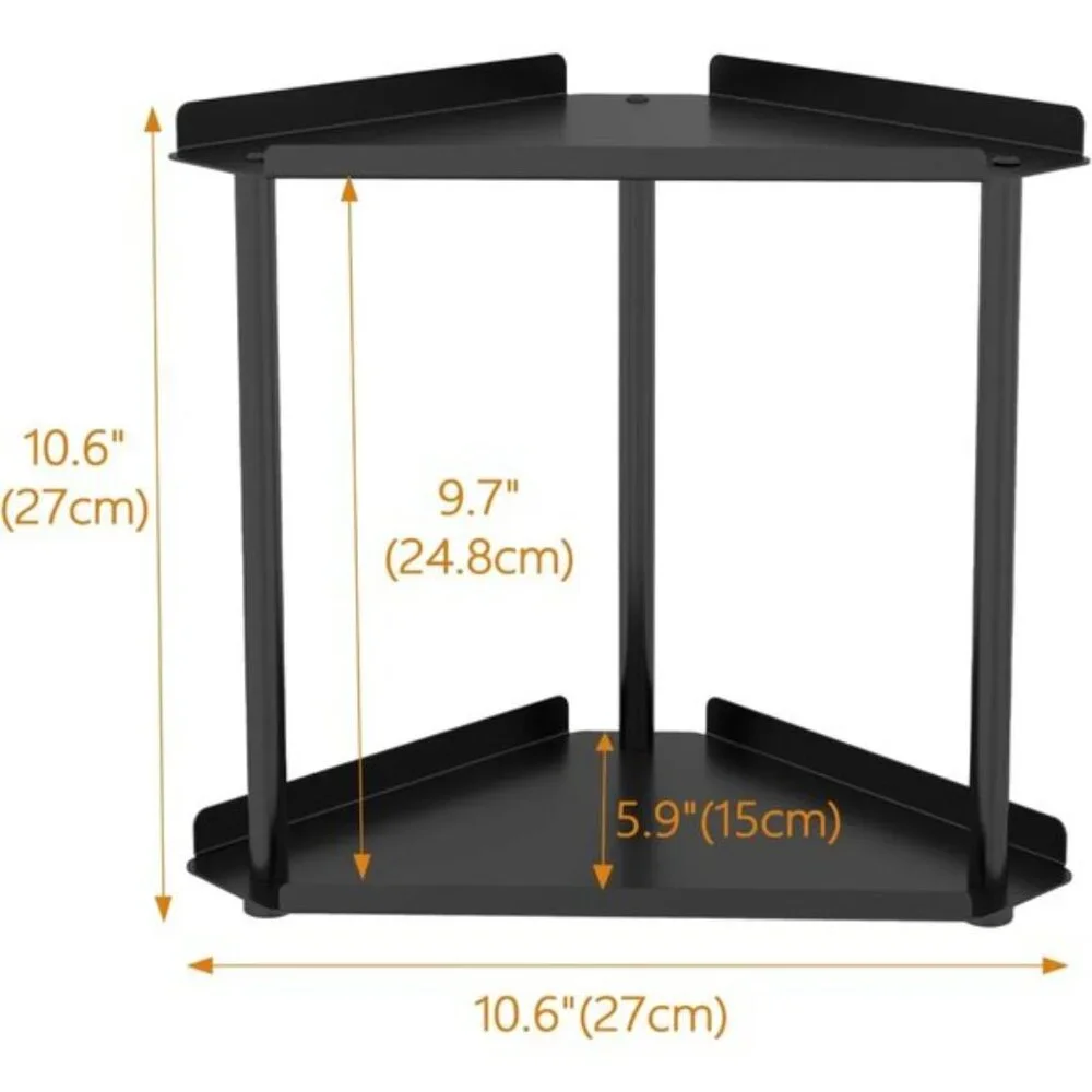 2-Tier Black Bathroom Counter Organizer, Vanity & Kitchen Corner Shelf Storage